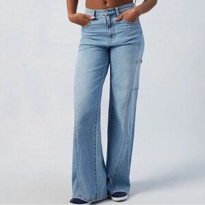 NEW! Pacsun Wide Leg Jeans Stretch Paneled Medium Indigo! Size 25! NWT.